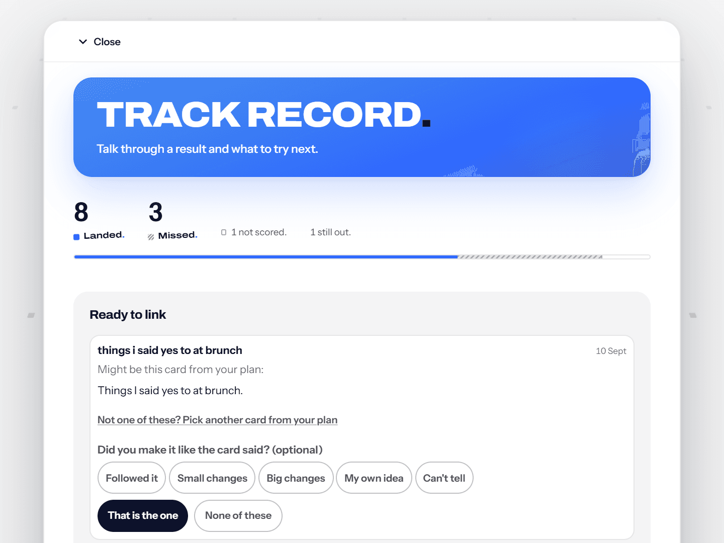 The ClipScore Studio The track record block, demo data